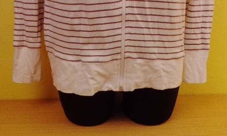 Tenká dámska elastická mikina na zips s pásikmi, l