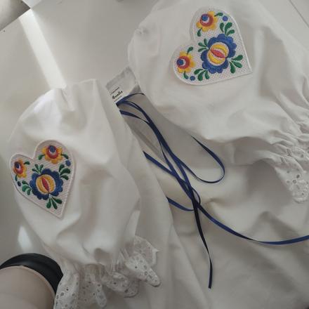 Folk blúzka s aplikovanou výšivkou srdiečko, 68 - xxxl