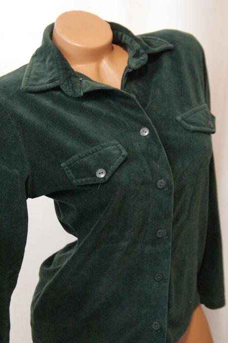 Tmavo zelená menčestrová košeľa s, s