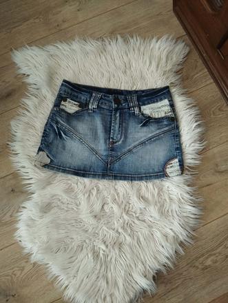 Dámska rifľová mini sukňa, s