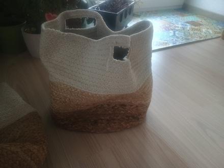 Sada 2 jutových košíkov prírodná/biela,