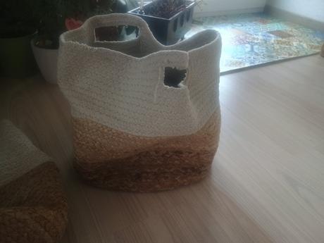 Sada 2 jutových košíkov prírodná/biela, 