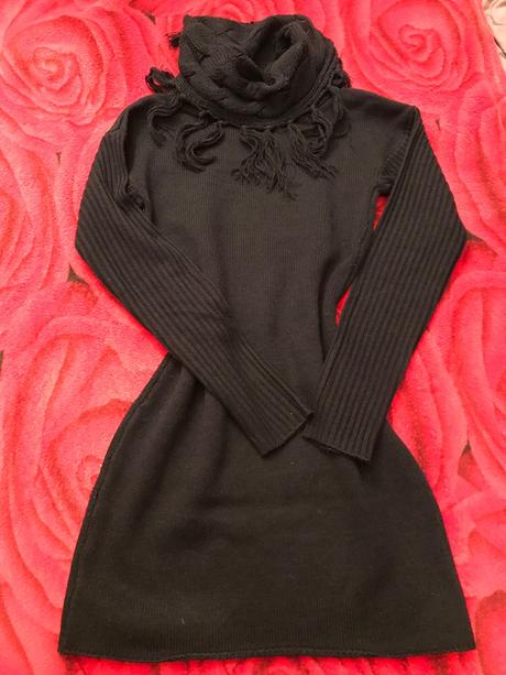 Krásne pletené čierne šaty / pulóver, bonprix,36