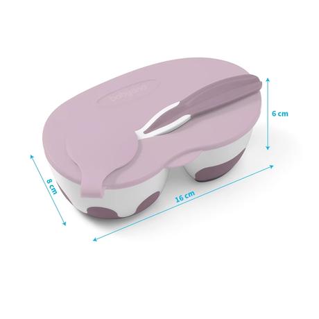 Babyono 1067 dvojkomorová miska s lyžičkou ružová, 