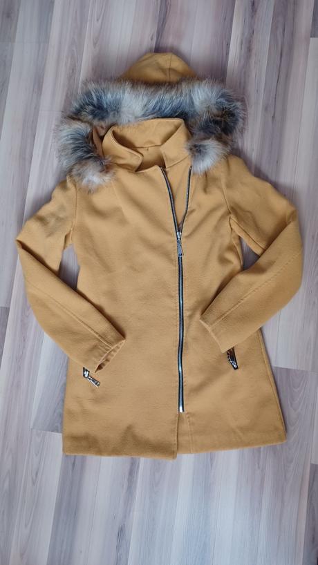 Prechodný horčicový kabát, s