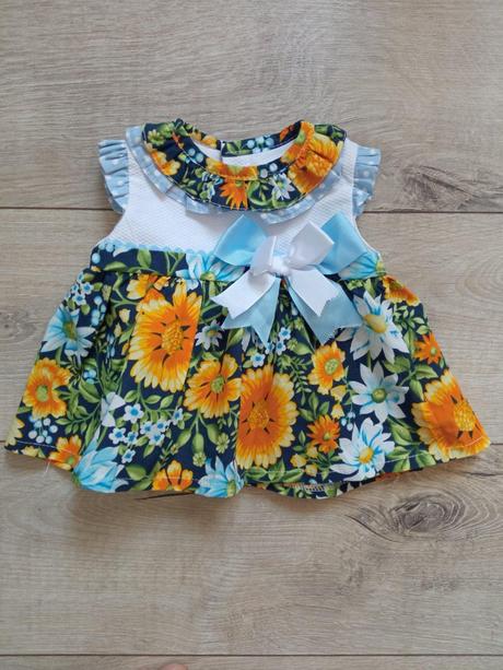 Dievčenské kvetované šaty s mašličkou (3m.), 62