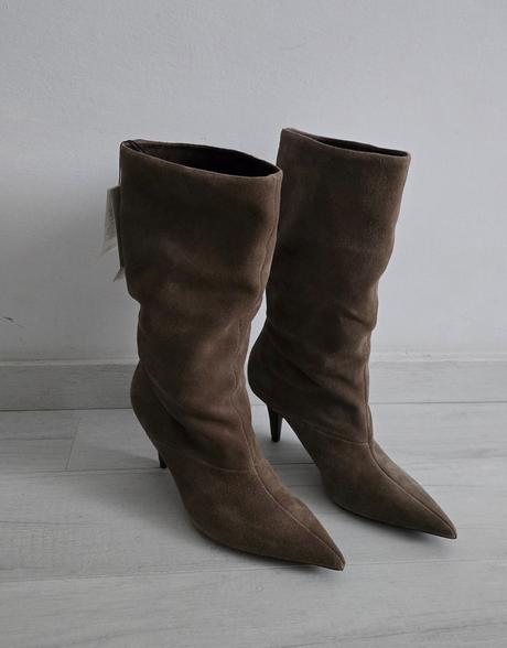 Čižmy z brusenej kože, zara, zara,37