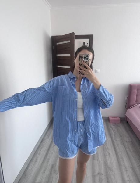 Modrý set košeľa + šortky, s