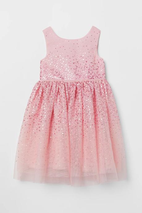 Nádherné flitrované tylové šaty ružovej farby hm, h&m,128