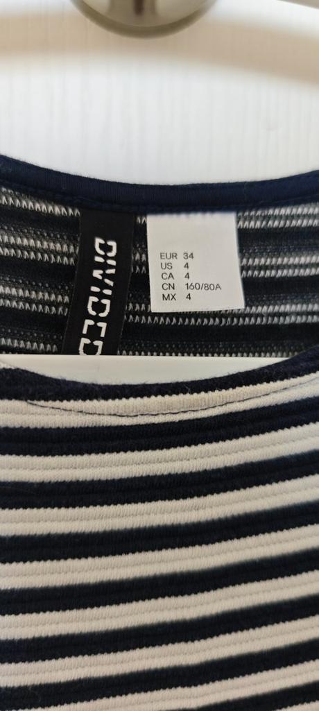 Šaty tmavomodrý prúžok s bielou, h&m,34