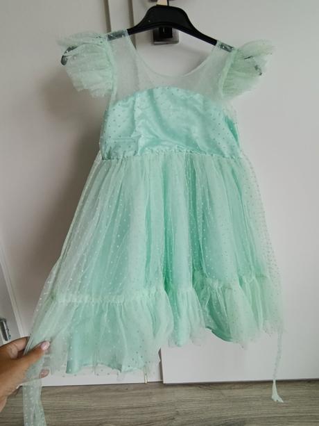 Dievčenské tylové tyrkysové šaty, 128