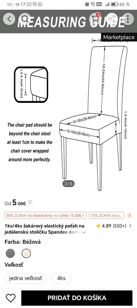 Nové biele návleky na stoličky, 