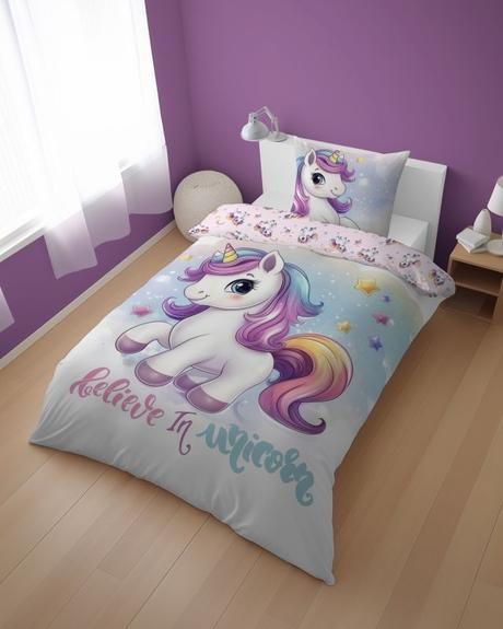 Obliečky 140x200 jednorožec believe - skladom, šírka (cm): 140,dĺžka (cm): 200