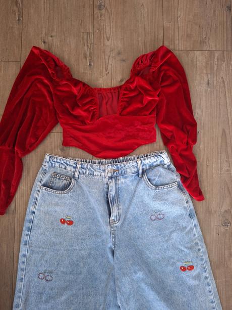 Zamatovy crop top, m