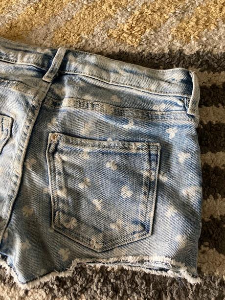 Rifľové šortky s mašličkami, h&m,128