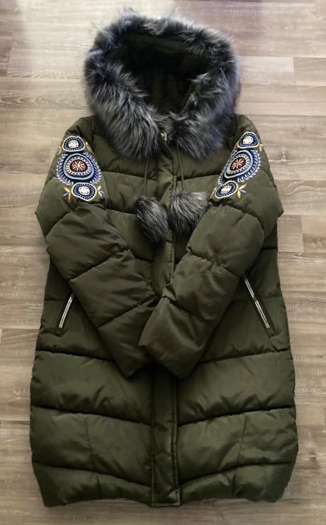 Oteplená krásna zimná bunda s prešivanim na rukáve, xl