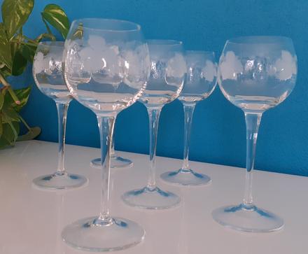 Krištáľové poháre na stopke s motívom viniča 6ks, 