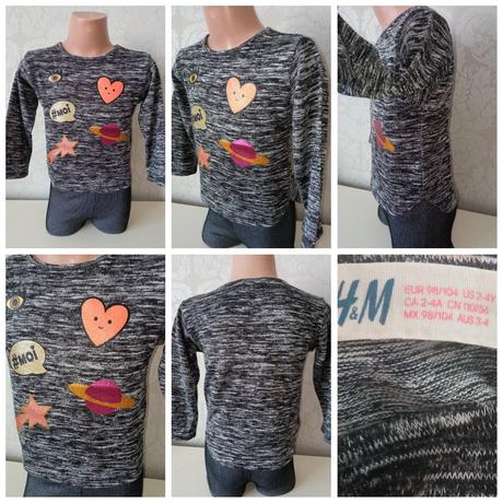 Dievčenský melírovaný sveter s potlačou (98-104), h&m,98