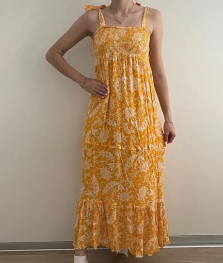 Žlté letné dlhé šaty m, m