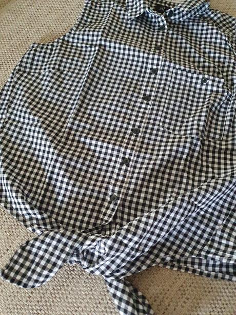 Kockovaná letná košeľa na uväzovanie veľ. 38, h&m,38