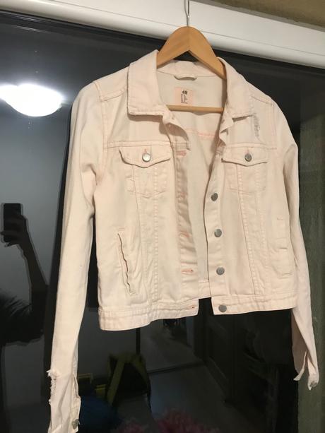 Riflova bunda biela do ruzova xs/170, h&m,170