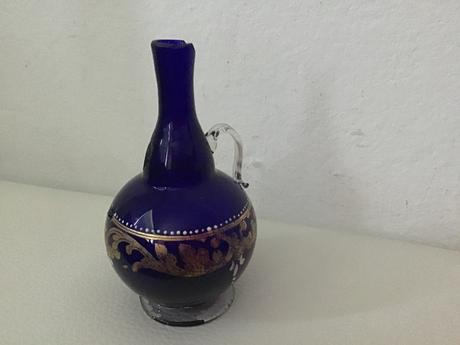 Retro vazička modrá, výška cca 11 cm, 