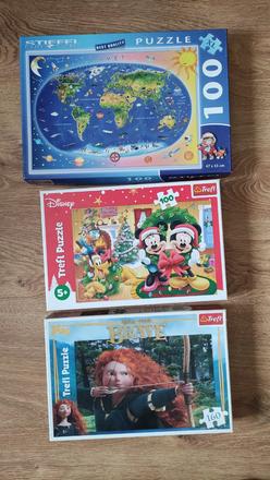 Puzzle svet, neskrotná (merida) a mickey mouse, 