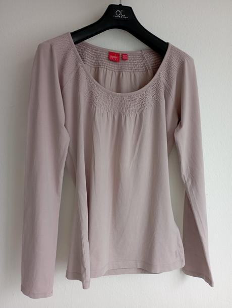 Pudrovoružové tričko s pekným výstrihom, esprit,m