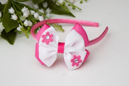 Čelenka do vlasov - biela/ružová,