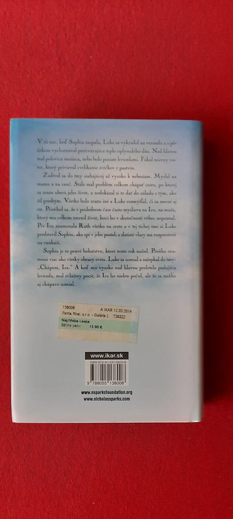 Knižka nicholas sparks - najdlhšia cest aa,