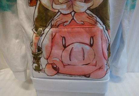 Biela mikina klokanka, farebný motív vpredu vzadu, s