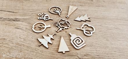 Drevené výlisky - vianočný mix 45 mm - 10 kusov,