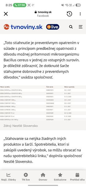 Stiahnutie dojčenského mlieka Beba z trhu