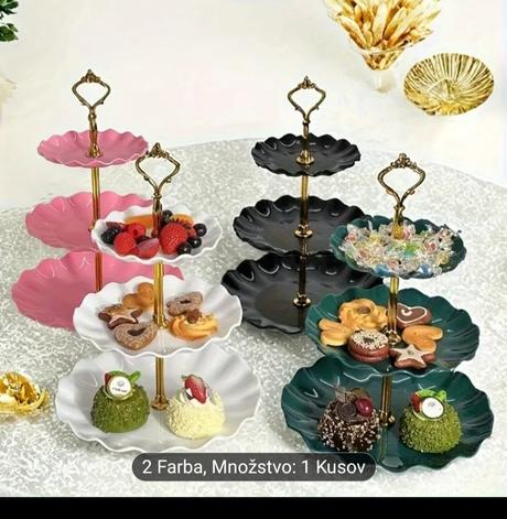 Stojan na zákusky - skladací etažér nový,