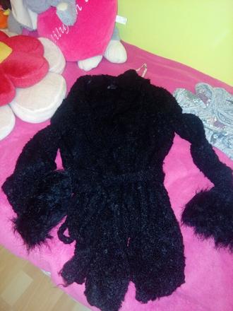 Kardigan s opaskom, kožušinou, l