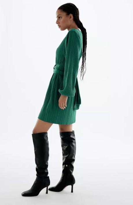 Nádherné plisované smaragdové šaty zara, zara,s