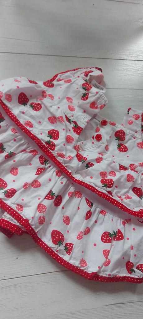 Jahôdkové volánikové šatky -tunika, 74