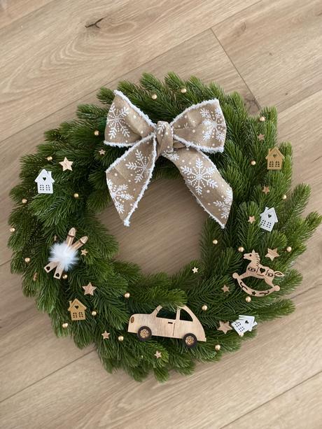 Vianoce 2025 veniec hand made basic nature drevo,