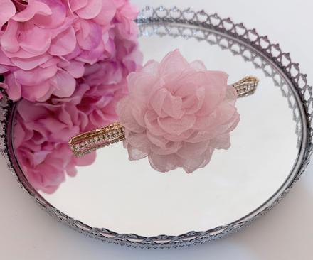 Romantický choker náhrdelník s ružovým kvetom, 