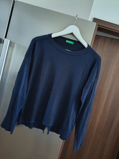 Benetton voľný tenší bavlnený sveter m-l, benetton,m
