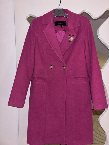 Magenta ružový kabát vero moda xs/s, vero moda,xs