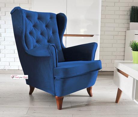 Kreslo velvet royal blue granat, 