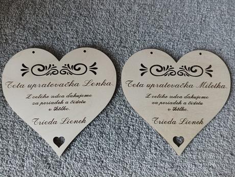 Drevené srdiečko pre p. upratovačky, p. kuchárky, 