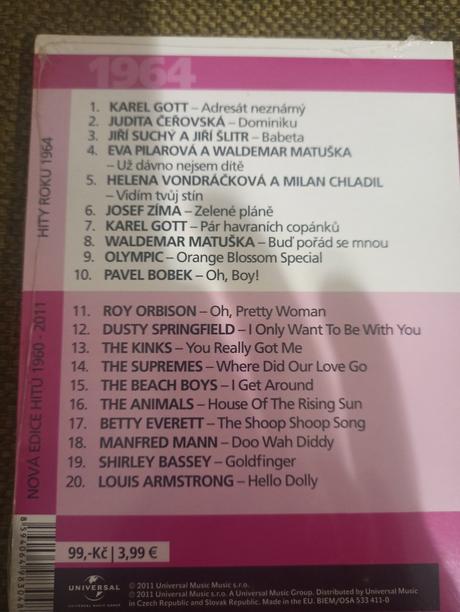 Hudba, hity z rokov 1964, 1968, 