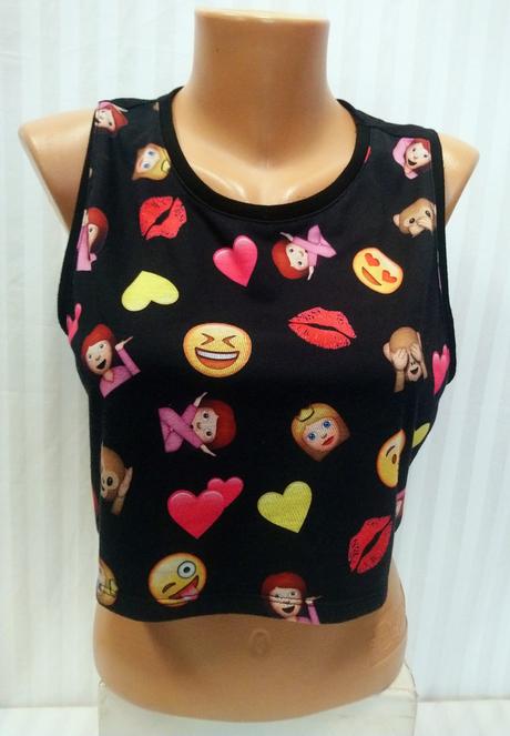 Dámsky čierny crop top s motívmi, atmosphere, l, atmosphere,l