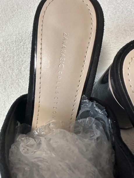 Čierne šľapky na okruhlom podpatku zn. zara, zara,39 / 40