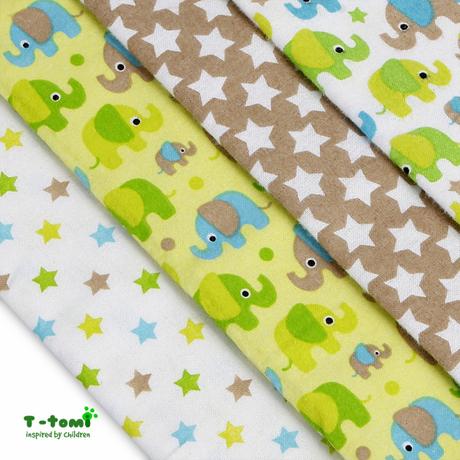 Bavlnené plienky s flanelovou úpravou zelené slony, t-tomi