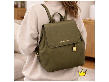 Kožený ruksak, batoh michael kors hayes khaki, michael kors