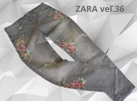 Zara rifle vyšívané, potrhané, veľ. 36, zara,36