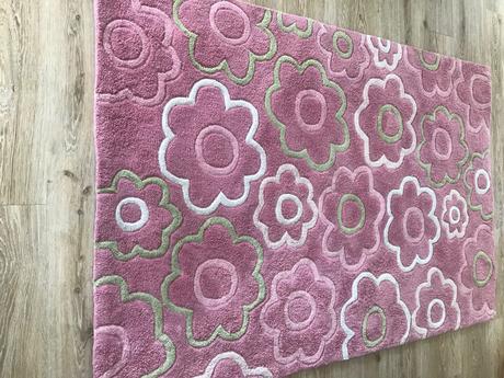 Detský koberec ružový s kvetinkami, 